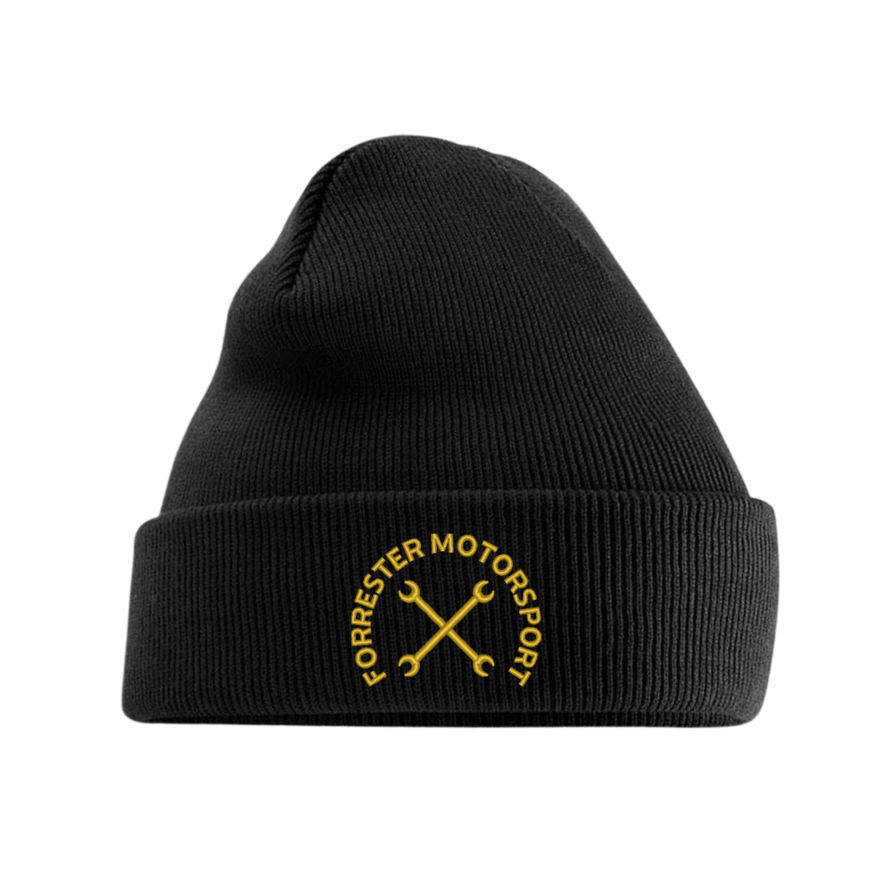 Forrester Motorsport Beanie Hat | Black with Embroidered Logo