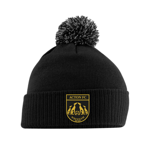 Acton FC Bobble Hat | Black/Graphite Grey with Embroidered Badge
