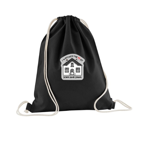 School House - Black Drawstring Bag