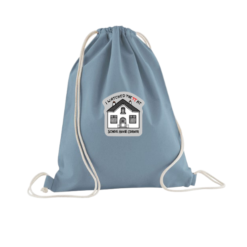 School House - Dusty Blue Drawstring Bag