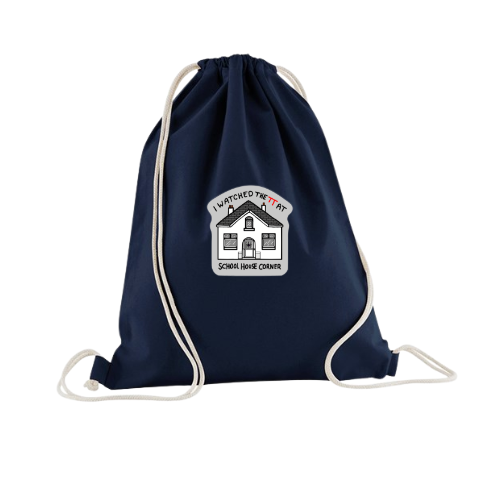 School House - Navy Drawstring Bag