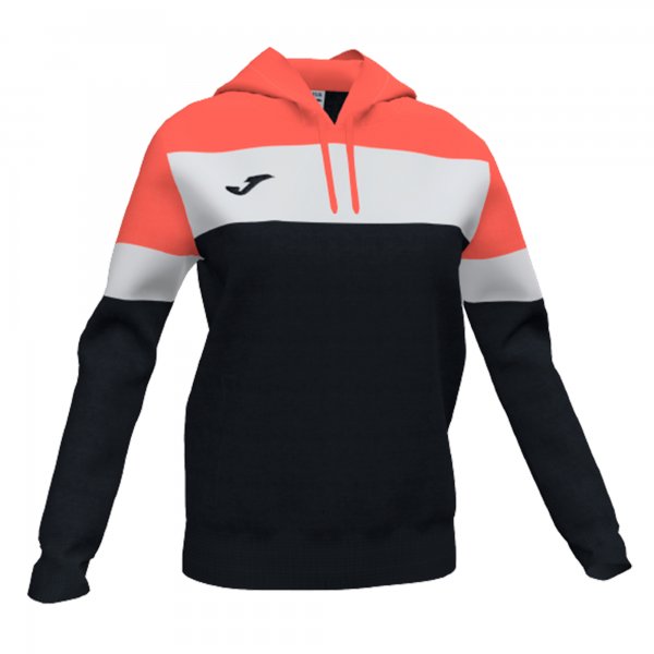 JOMA CREW IV HOODIE SWEATSHIRT BLACK-FLUOR CORAL