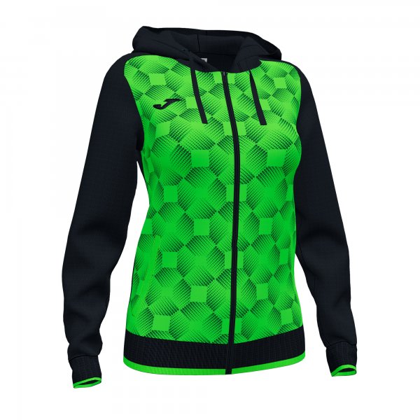 JOMA SUPERNOVA III ZIP-UP HOODIE BLACK FLUOR GREEN