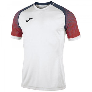 JOMA SHORT-SLEEVED T-SHIRT WITH A ROUND COLLAR. FEATURES FLATLOCK SEAMS ON SLEEVES TO PREVENT CHAFING, SILKSCREENED LOGO, AND MICRO-MESH TECHNOLOGY TO ASSIST THE SPORTSPERSON&RSQUO;S BREATHABILITY.