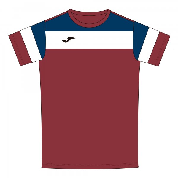 JOMA CREW IV COTTON T-SHIRT BURGUNDY-DARK NAVY S/S