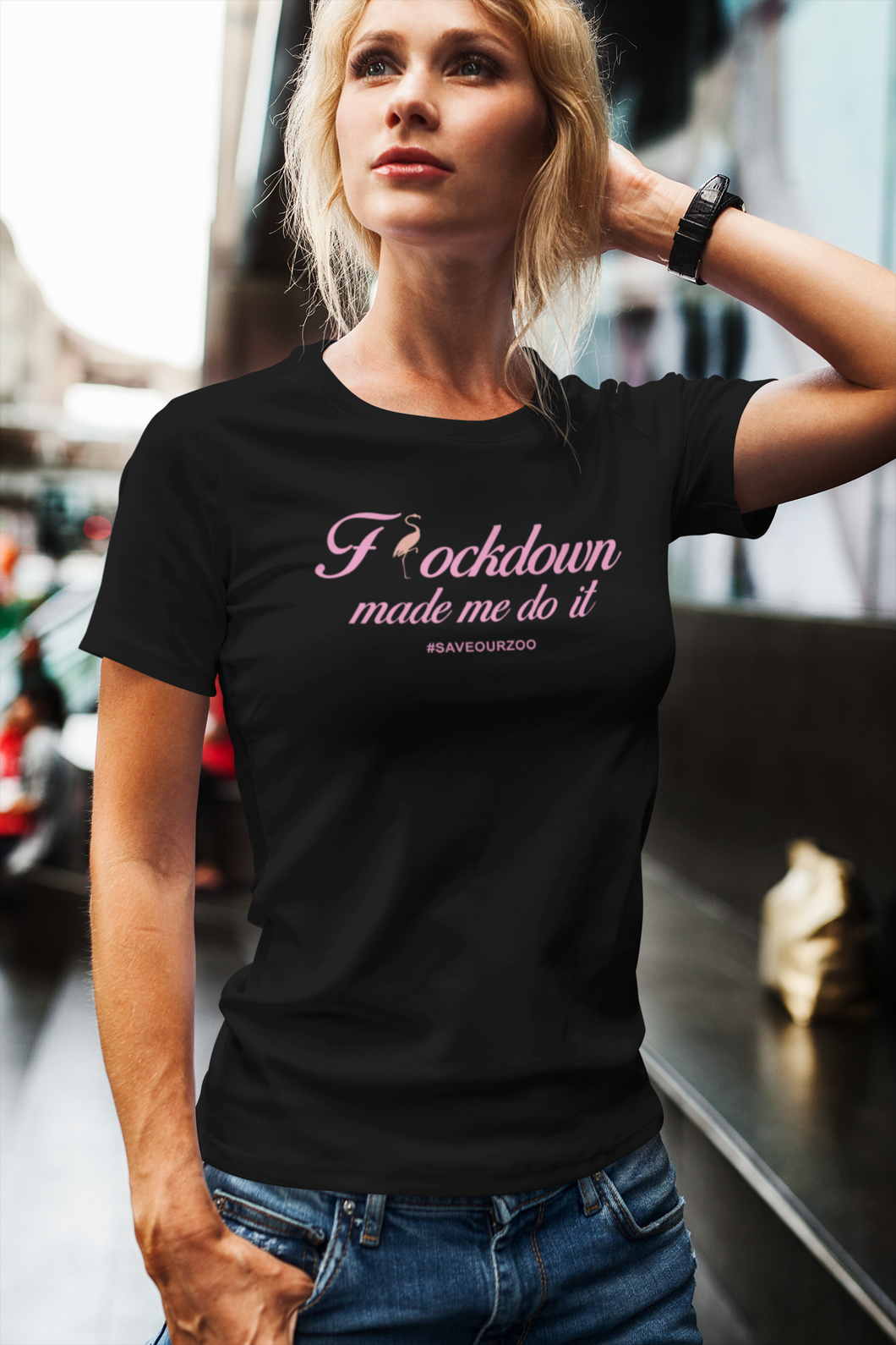 Flockdown - Female Fit T-Shirt - #SaveOurZoo